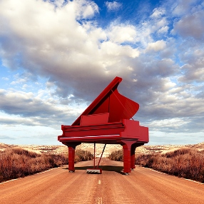 Piano on the road