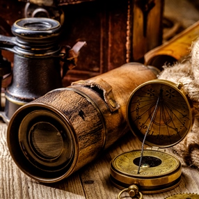 antiques on wood table