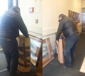 Packing paintings framed with glass