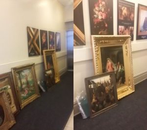 Packing paintings framed with glass