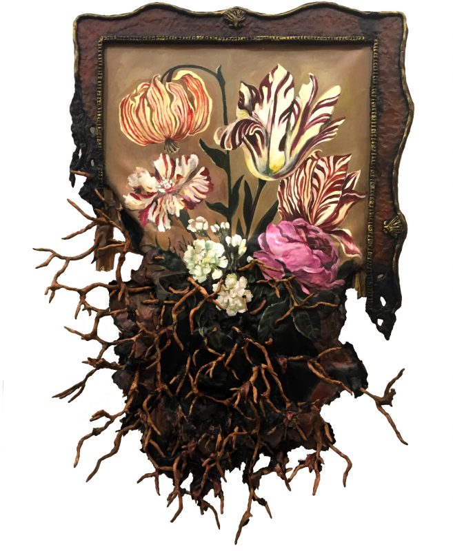 “Flowers with Roots Elegy” (2019) by Valerie Hegarty