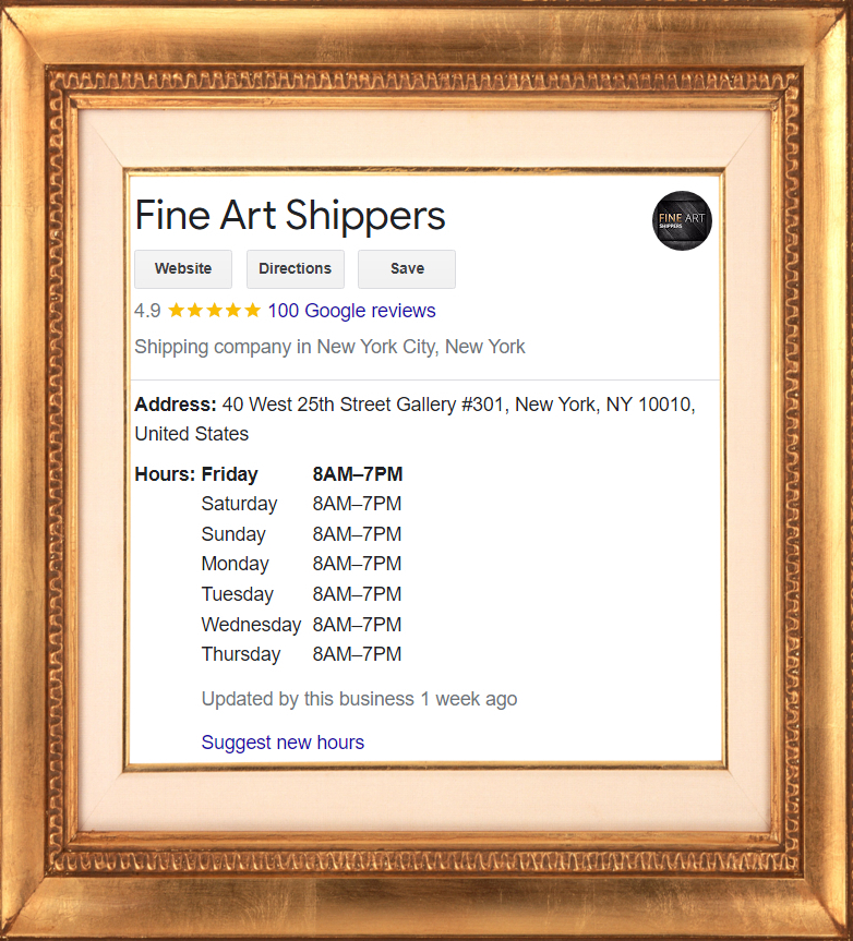 Fine Art Shippers Provides Art Delivery Service Seven Days a Week