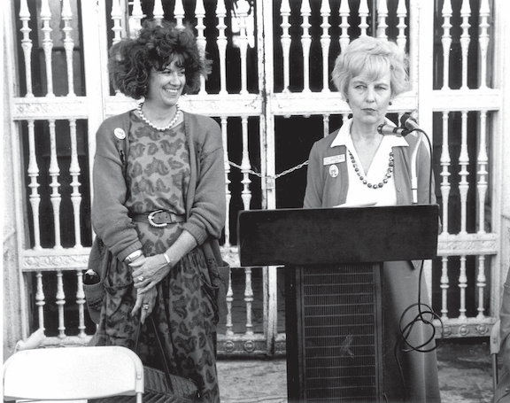 Historian and curator Arva Moore Parks (left), former Coral Gables mayor Dorothy Thomson (right) 