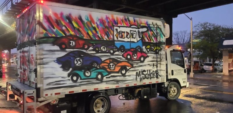 Fine Art Shippers truck painted by Mitchell Schorr 