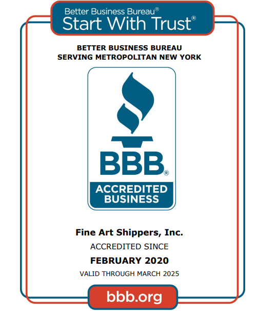 Fine Art Shippers Is Accredited by the Better Business Bureau