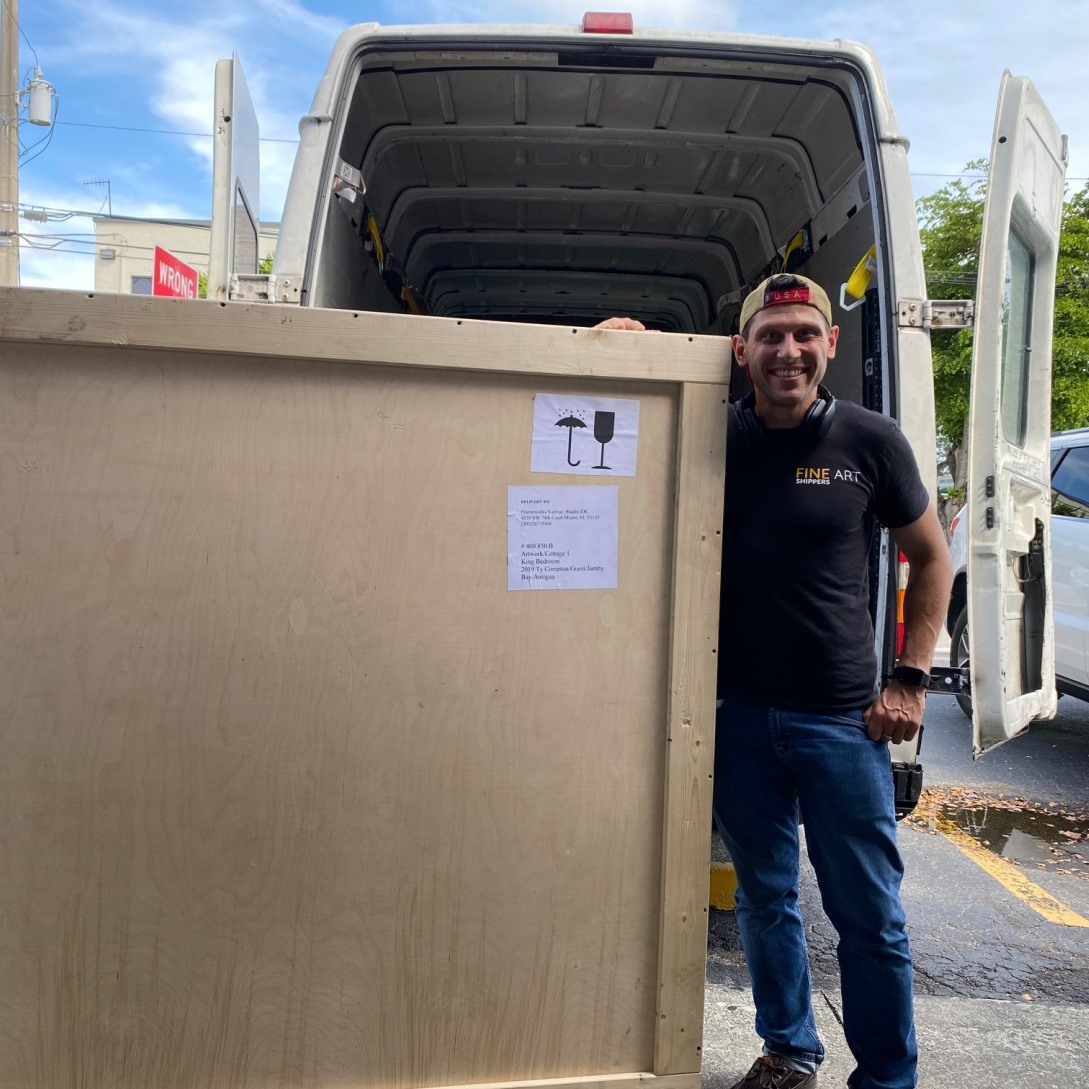 White Glove Delivery of Fine Art to FrameWorks in Miami