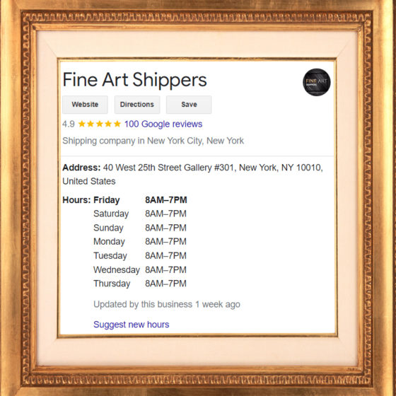 Fine Art Shippers Provides Art Delivery Service Seven Days a Week