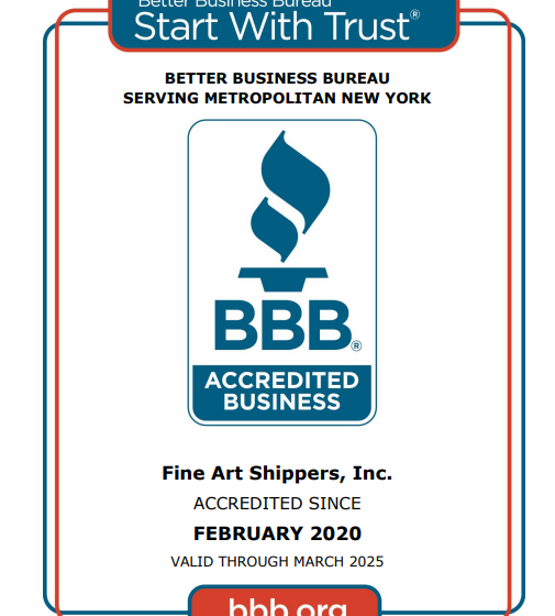 Fine Art Shippers Is Accredited by the Better Business Bureau