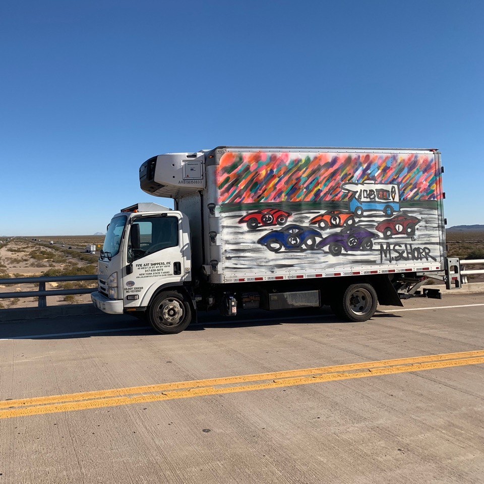 Art on the Move: Mitchell Schorr Paints Fine Art Shippers Truck in His Signature Style 