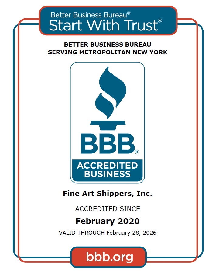 Fine Art Shippers Has Been a BBB Accredited Business Since 2020